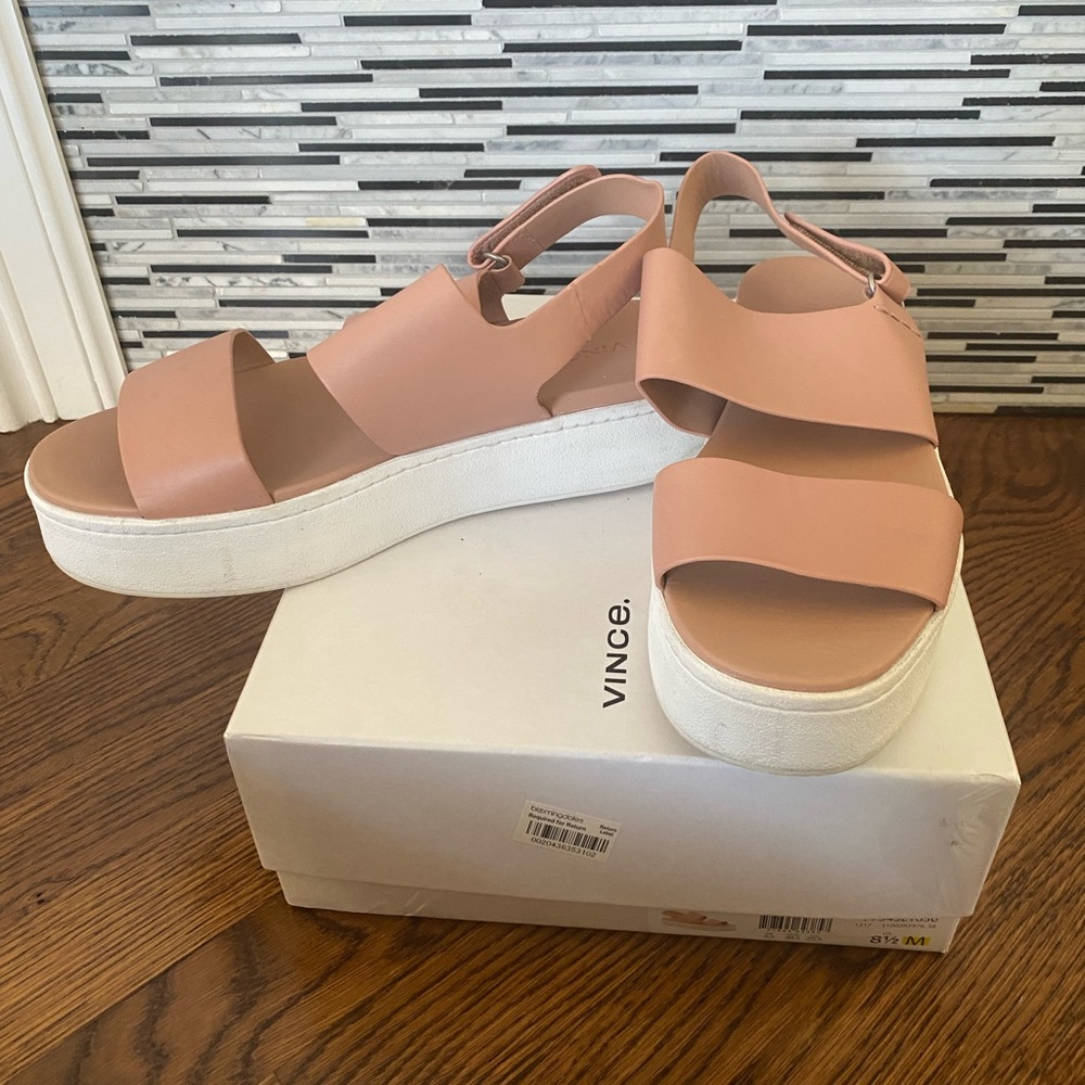 Vince Westport-E Blush Platform Sandals Size 8.5